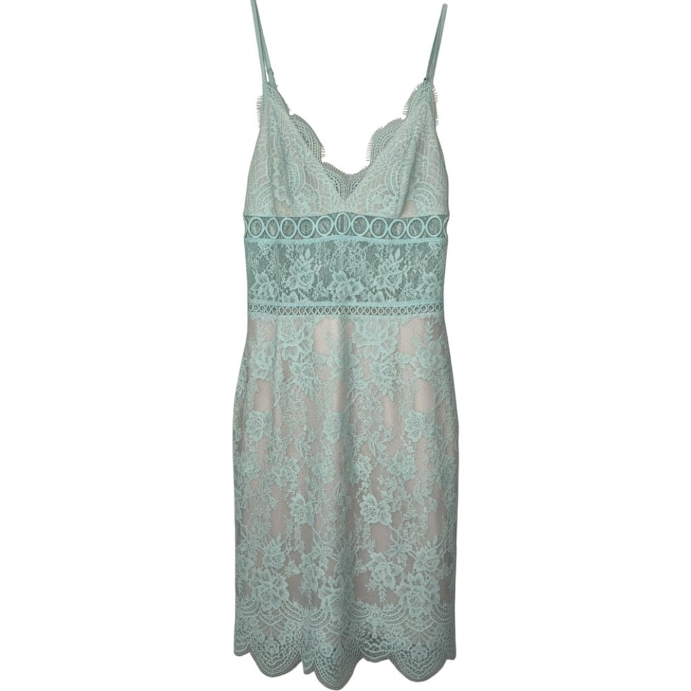 Victoria's Secret Lace Slip Dress Women XS Mint Green Floral Embroidered Mini